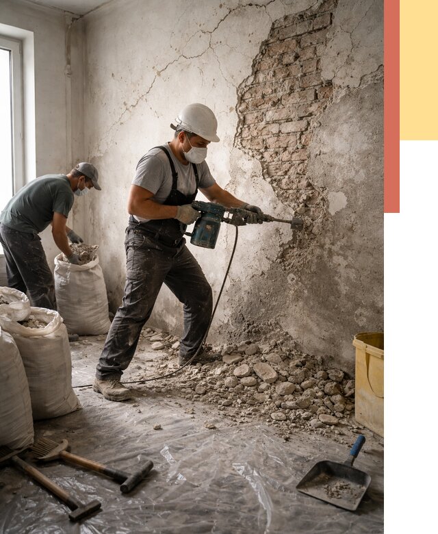 Демонтаж штукатурки со стен в Ртищево от 7355 руб/м² — быстро и недорого | ОТДЕЛОЧНИК-Ртщ