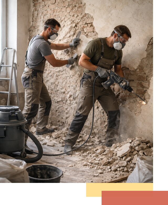 Демонтаж штукатурки со стен в Ртищево быстро и аккуратно