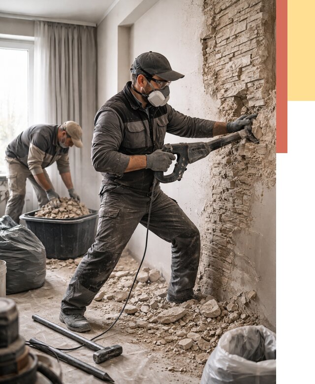 Демонтаж декоративного камня в Ртищево от 1481 руб/м² — быстро и недорого | ОТДЕЛОЧНИК-Ртщ