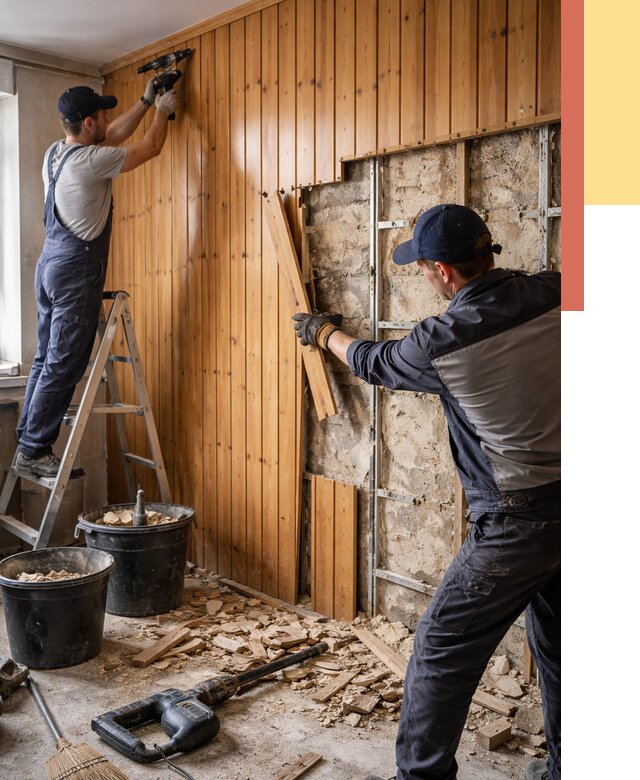 Демонтаж вагонки со стен в Ртищево от 1481 руб. — снятие, удаление, срочно | ОТДЕЛОЧНИК-Ртщ