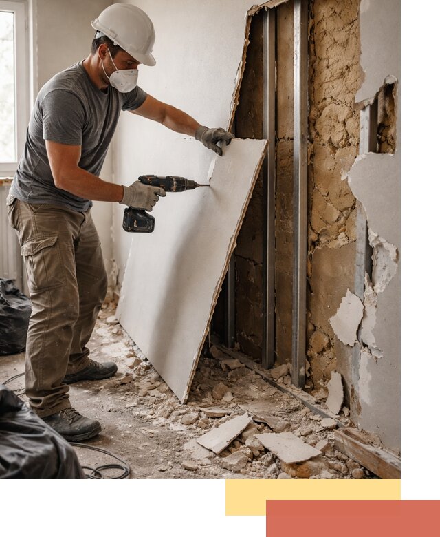 Демонтаж гипсокартона со стен в Ртищево качественно и быстро