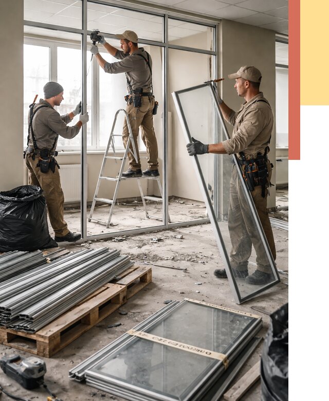 Демонтаж алюминиевых перегородок в Ртищево от 4290 руб. — быстро и недорого | ОТДЕЛОЧНИК-Ртщ