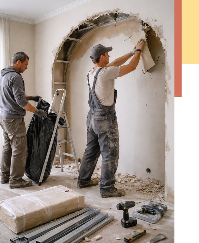 Демонтаж арки из гипсокартона в Ртищево от 3575 руб. — услуги под ключ | ОТДЕЛОЧНИК-Ртщ