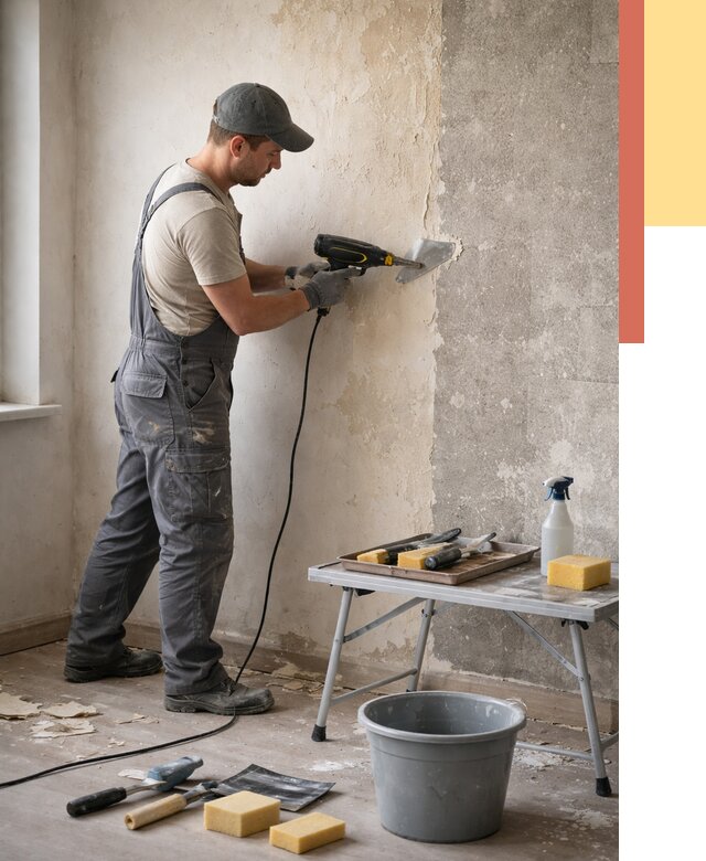 Очистка стен от клея в Ртищево от 1890 руб. — снятие и удаление клея со стен | ОТДЕЛОЧНИК-Ртщ