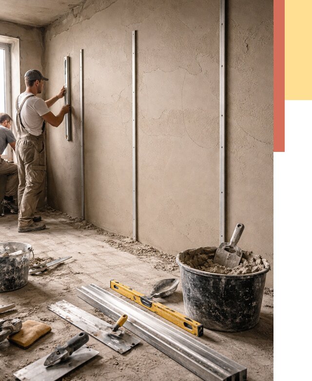 Штукатурка стен по маякам в Ртищево от 5618 руб./м² — выравнивание под ключ | ОТДЕЛОЧНИК-Ртщ