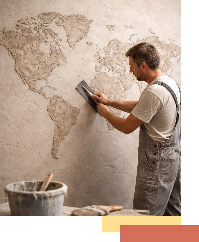 Декоративная штукатурка «Карта мира» под ключ в Ртищево