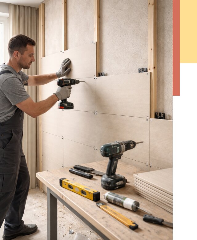 Монтаж МДФ панелей на стены в Ртищево от 1277 руб. под ключ | ОТДЕЛОЧНИК-Ртщ