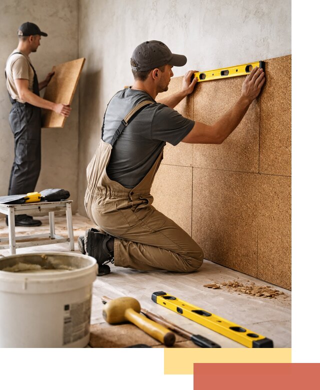 Монтаж пробковых панелей на стены в Ртищево быстро и качественно