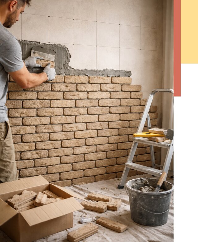 Монтаж декоративного кирпича в Ртищево от 3269 руб./м² — быстро и недорого | ОТДЕЛОЧНИК-Ртщ