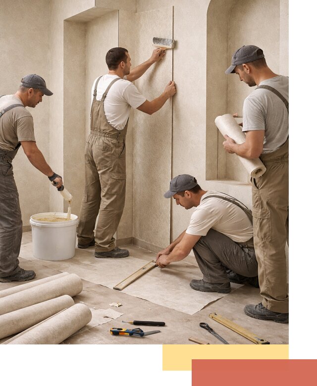 Поклейка обоев на сложные стены и неровные поверхности в Ртищево