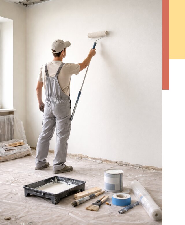 Покраска стен водоэмульсионной краской в Ртищево от 460 руб. за м² | ОТДЕЛОЧНИК-Ртщ