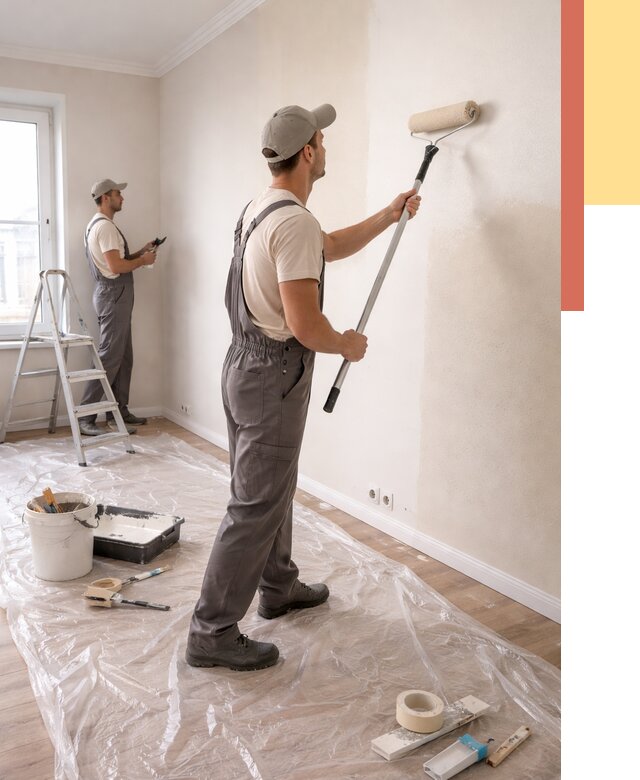 Покраска стен акриловой краской в Ртищево от 3575 руб./м² — быстро и недорого | ОТДЕЛОЧНИК-Ртщ