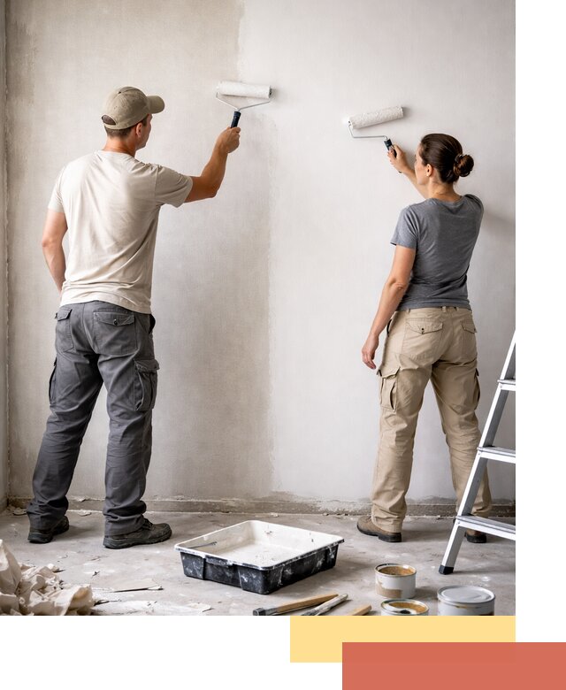 Окраска стен по стеклохолсту в Ртищево качественно и долговечно