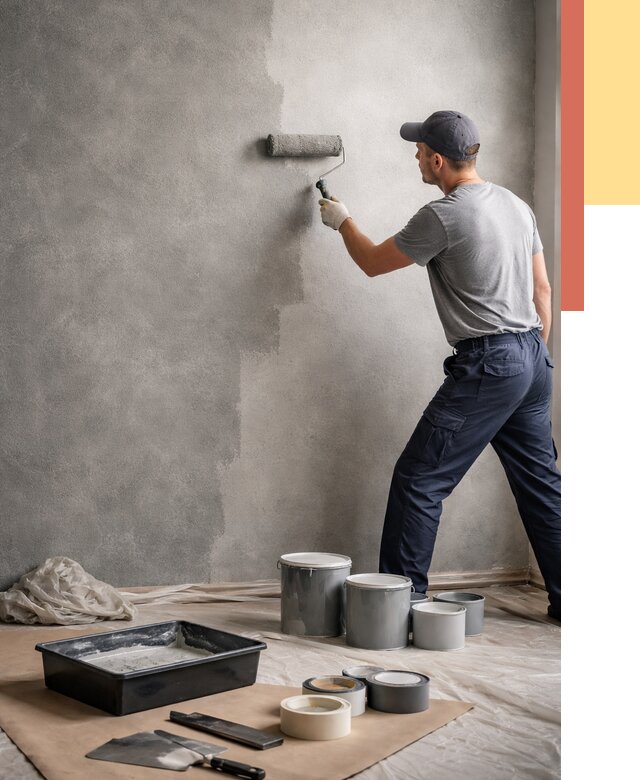 Покраска стен под бетон в Ртищево от 664 руб. за м2 — быстро и недорого | ОТДЕЛОЧНИК-Ртщ