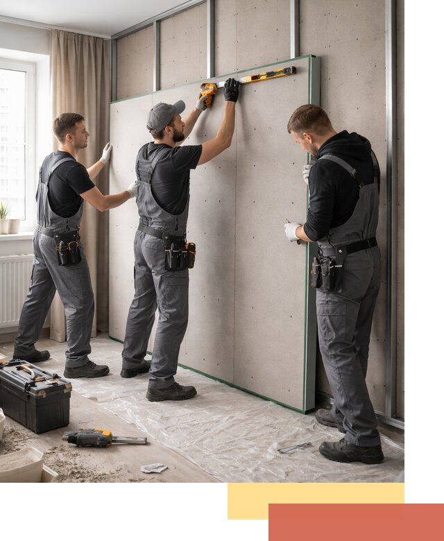 Шумоизоляция стен панелями ЗИПС в Ртищево для жилых и коммерческих помещений