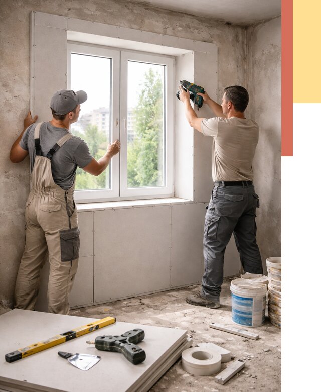 Монтаж откосов из гипсокартона в Ртищево от 4597 руб. под ключ | ОТДЕЛОЧНИК-Ртщ