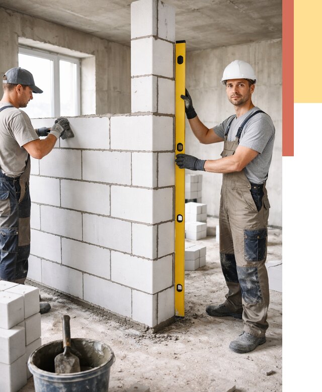 Кладка перегородок из пеноблока в Ртищево от 1839 руб. под ключ | ОТДЕЛОЧНИК-Ртщ