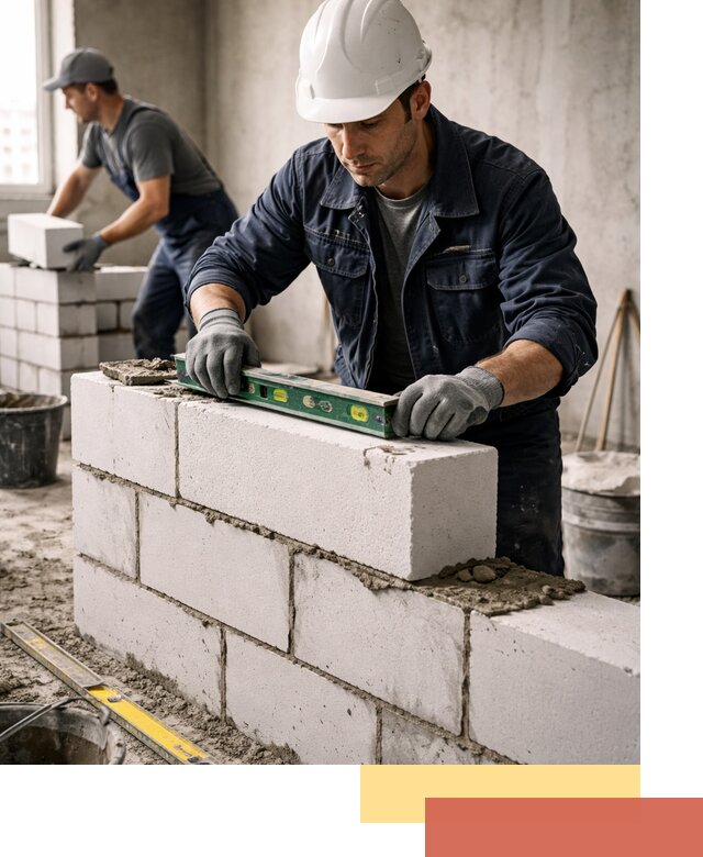 Кладка перегородок из пеноблока под ключ в Ртищево