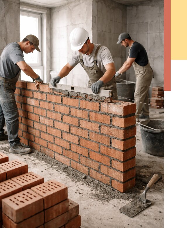 Кладка перегородок из кирпича в Ртищево от 3575 руб. за м² | ОТДЕЛОЧНИК-Ртщ