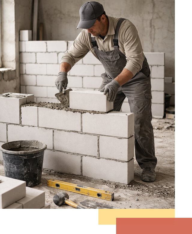 Кладка перегородок из силикатного блока в Ртищево