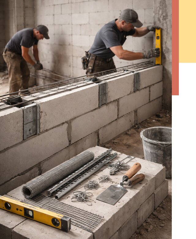 Армирование кладки перегородок в Ртищево от 766 руб. под ключ | ОТДЕЛОЧНИК-Ртщ