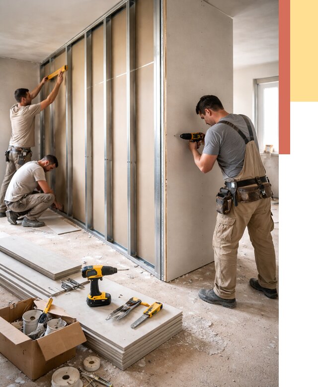 Монтаж однослойной перегородки из гипсокартона в Ртищево от 664 руб. | ОТДЕЛОЧНИК-Ртщ