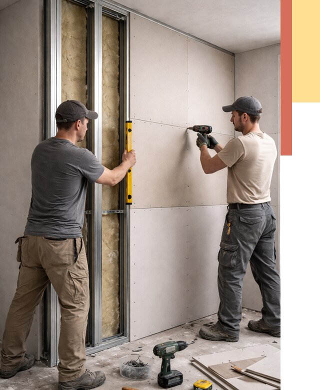 Монтаж двухслойной перегородки из гипсокартона в Ртищево от 1481 руб. | ОТДЕЛОЧНИК-Ртщ