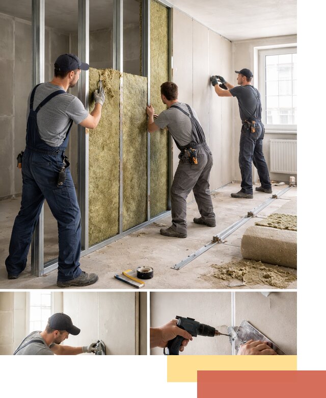 Перегородка из гипсокартона с шумоизоляцией в Ртищево — монтаж под ключ