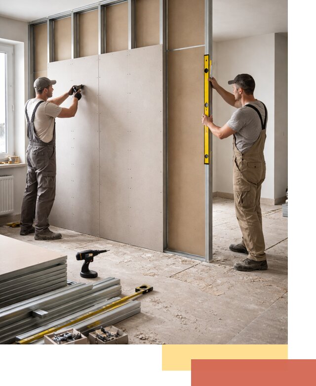 Зонирующая перегородка из гипсокартона под ключ в Ртищево