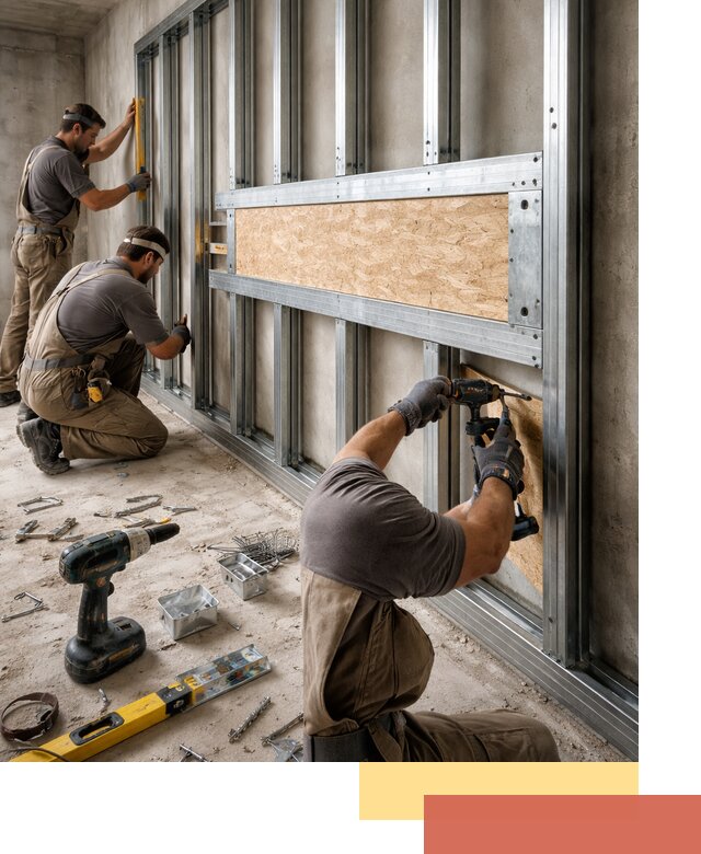 Усиленная перегородка для крепления тяжёлых конструкций в Ртищево