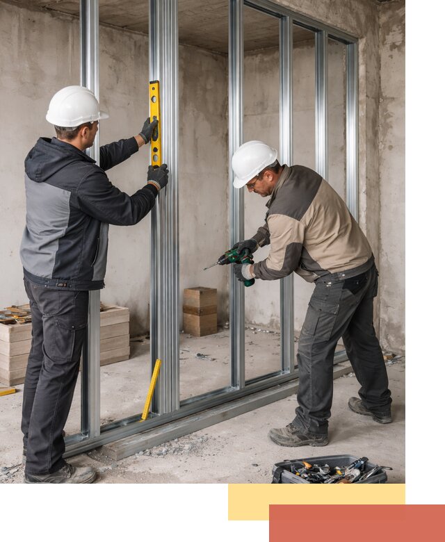 Монтаж каркаса перегородки из профиля в Ртищево