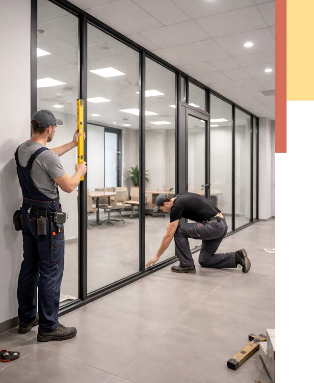 Каркасные стеклянные перегородки в Ртищево под ключ от 9398 руб. | ОТДЕЛОЧНИК-Ртщ