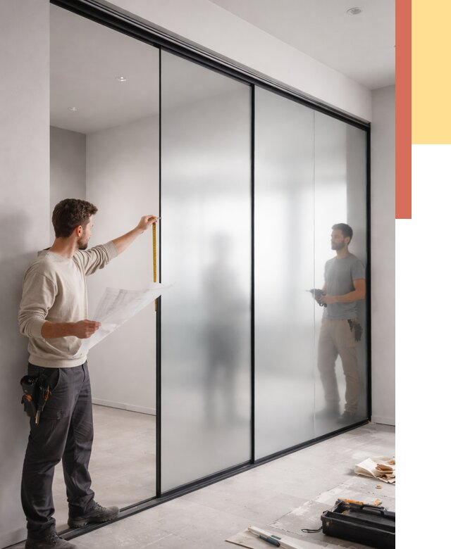 Матовые стеклянные перегородки в Ртищево от 8683 руб. — монтаж и установка | ОТДЕЛОЧНИК-Ртщ