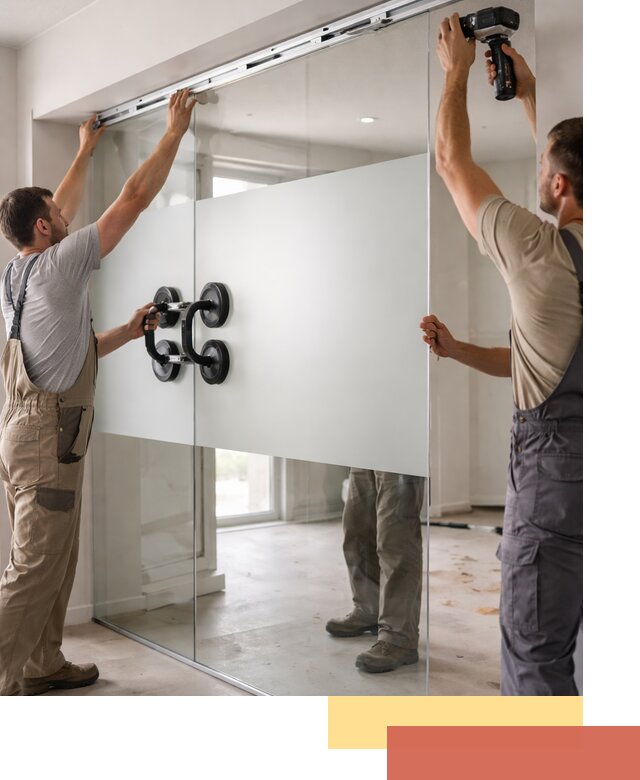 Матовые стеклянные перегородки под ключ в Ртищево