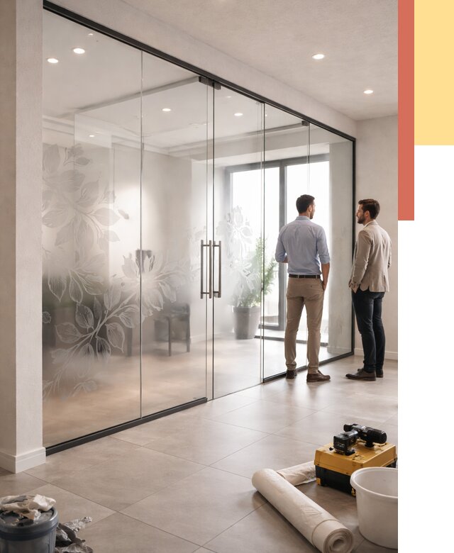 Стеклянные перегородки с рисунком в Ртищево от 12769 руб. монтаж и нанесение | ОТДЕЛОЧНИК-Ртщ