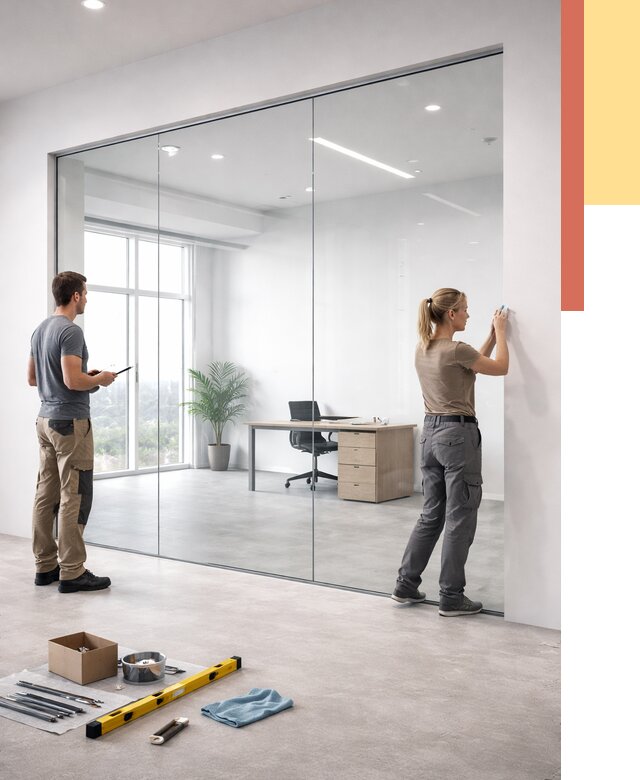 Перегородки из закаленного стекла в Ртищево от 9704 руб. под ключ | ОТДЕЛОЧНИК-Ртщ