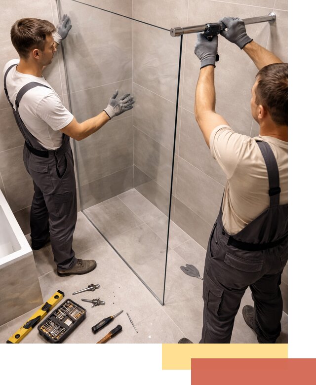 Стеклянные перегородки для душа в Ртищево — изготовление и монтаж