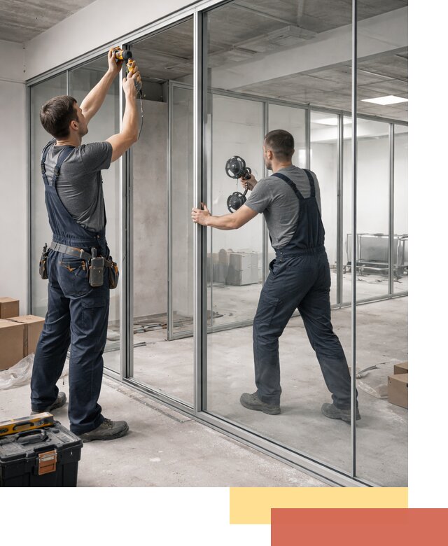 Алюминиевые перегородки со стеклом в Ртищево — изготовление и монтаж