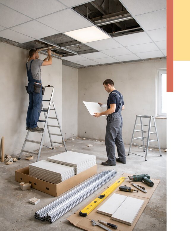 Монтаж потолка армстронг в Ртищево от 4597 руб/м2 — быстрая установка под ключ | ОТДЕЛОЧНИК-Ртщ