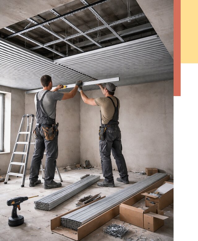 Монтаж реечного потолка в Ртищево от 4597 руб. под ключ | ОТДЕЛОЧНИК-Ртщ