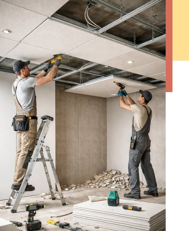 Монтаж акустического потолка в Ртищево от 6640 руб/м2 — быстро и недорого | ОТДЕЛОЧНИК-Ртщ