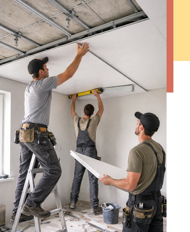 Монтаж потолка из ПВХ панелей в Ртищево от 3575 руб./м2 — быстро и недорого | ОТДЕЛОЧНИК-Ртщ