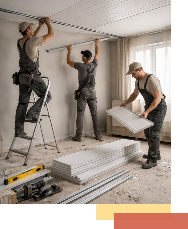 Монтаж потолка из ПВХ панелей в Ртищево оперативно и качественно