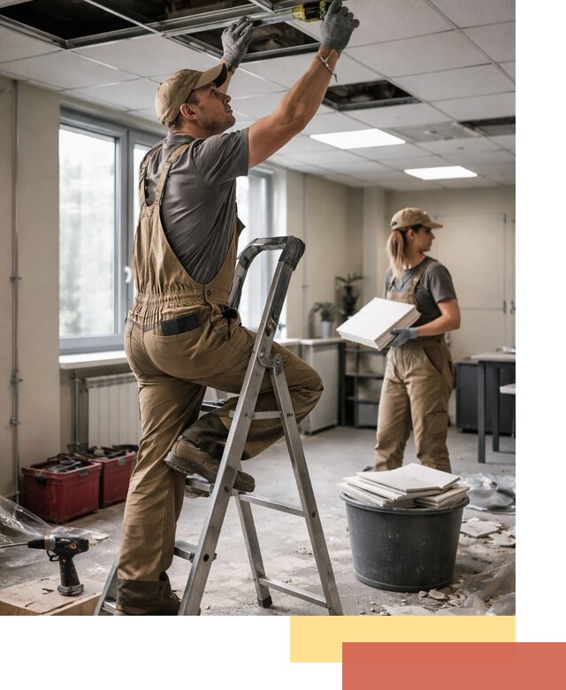 Ремонт потолка Армстронг и замена плит в Ртищево