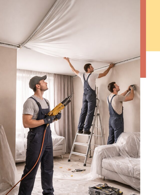 Установка натяжного потолка в Ртищево от 4597 руб. | Быстро и недорого — ОТДЕЛОЧНИК-Ртщ