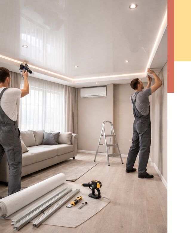 Монтаж глянцевого натяжного потолка в Ртищево от 766 руб. под ключ | ОТДЕЛОЧНИК-Ртщ