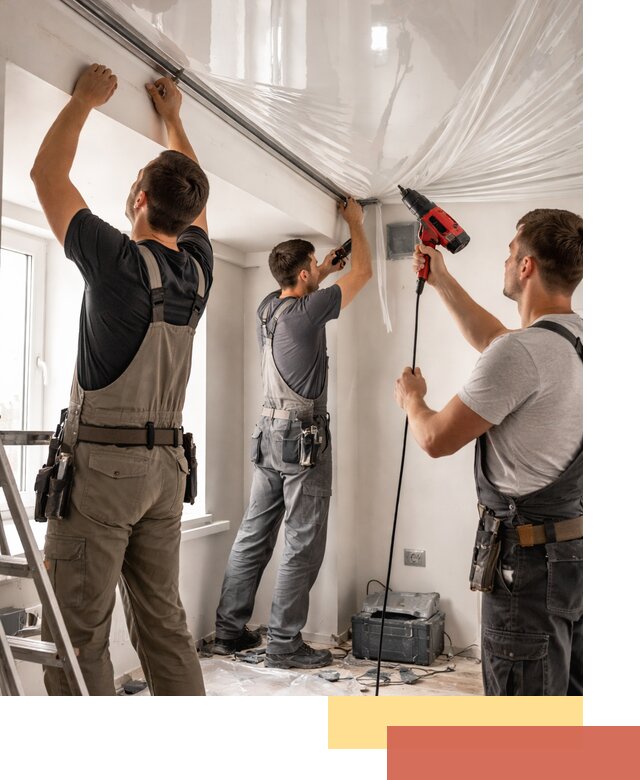 Монтаж глянцевого натяжного потолка в Ртищево быстро и качественно