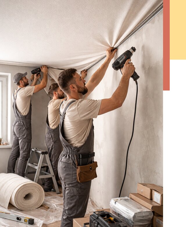 Монтаж фактурного натяжного потолка в Ртищево от 766 руб. — ОТДЕЛОЧНИК-Ртщ