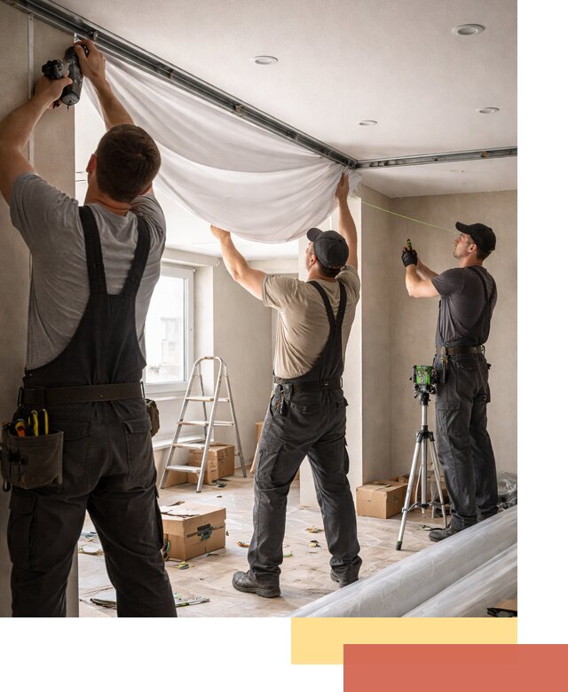 Монтаж парящего натяжного потолка под ключ в Ртищево