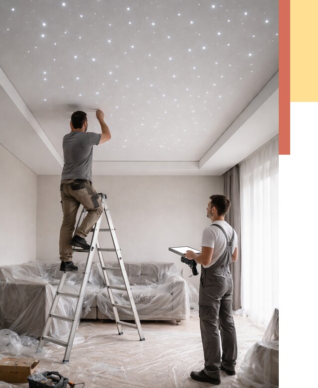 Монтаж натяжного потолка «звездное небо» в Ртищево от 6640 руб. | ОТДЕЛОЧНИК-Ртщ